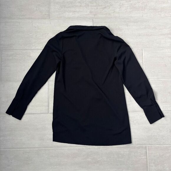 The Limited Blouse Black long Sleeve V Neck Collared Slit Sides XS Tunic Top - Picture 4 of 6